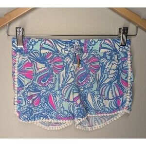 Lilly Pulitzer Girls Target Pull on Shorts M (7/8) Blue/Pink/White EUC